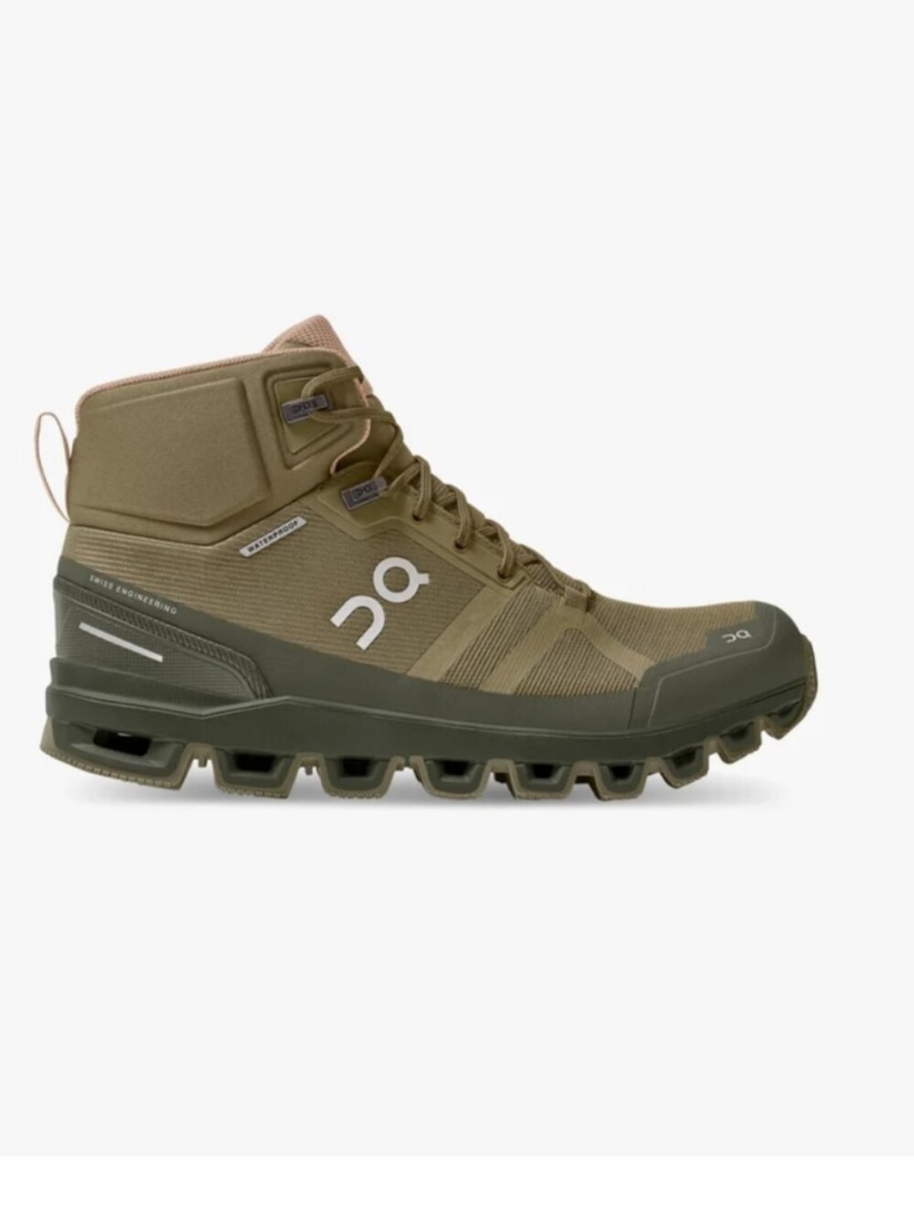 On Cloudrock Waterproof Women's Mid Top Hiking Shoes Green Lace Up 23-99245